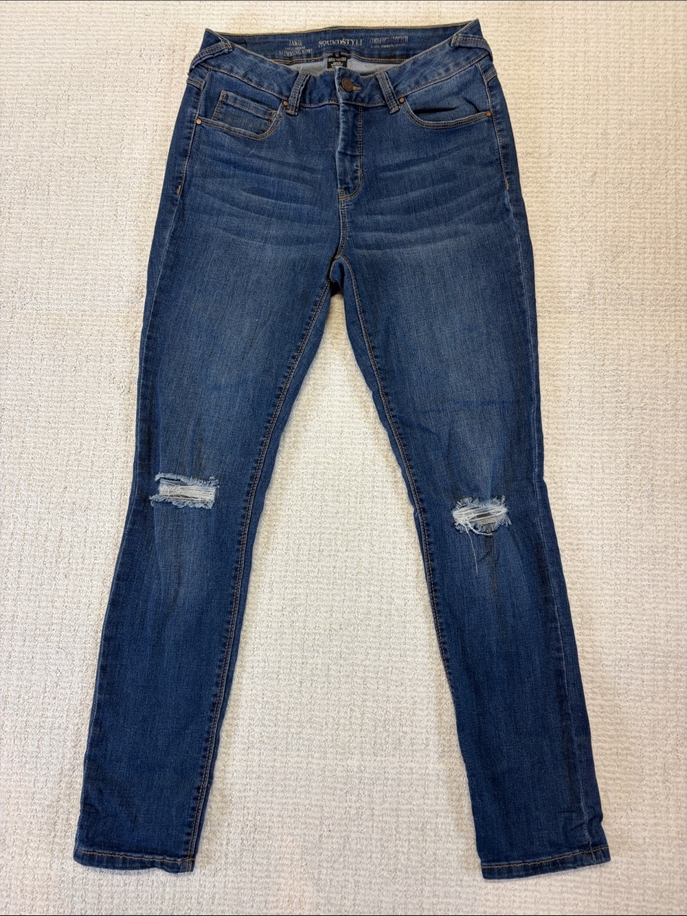 Soundstyle Jamie Slimming Skinny Jeans Size 8 Stretch Blue Distressed